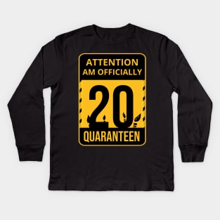 20th Birthday Officially a quarantined adult 20 Years Old Kids Long Sleeve T-Shirt